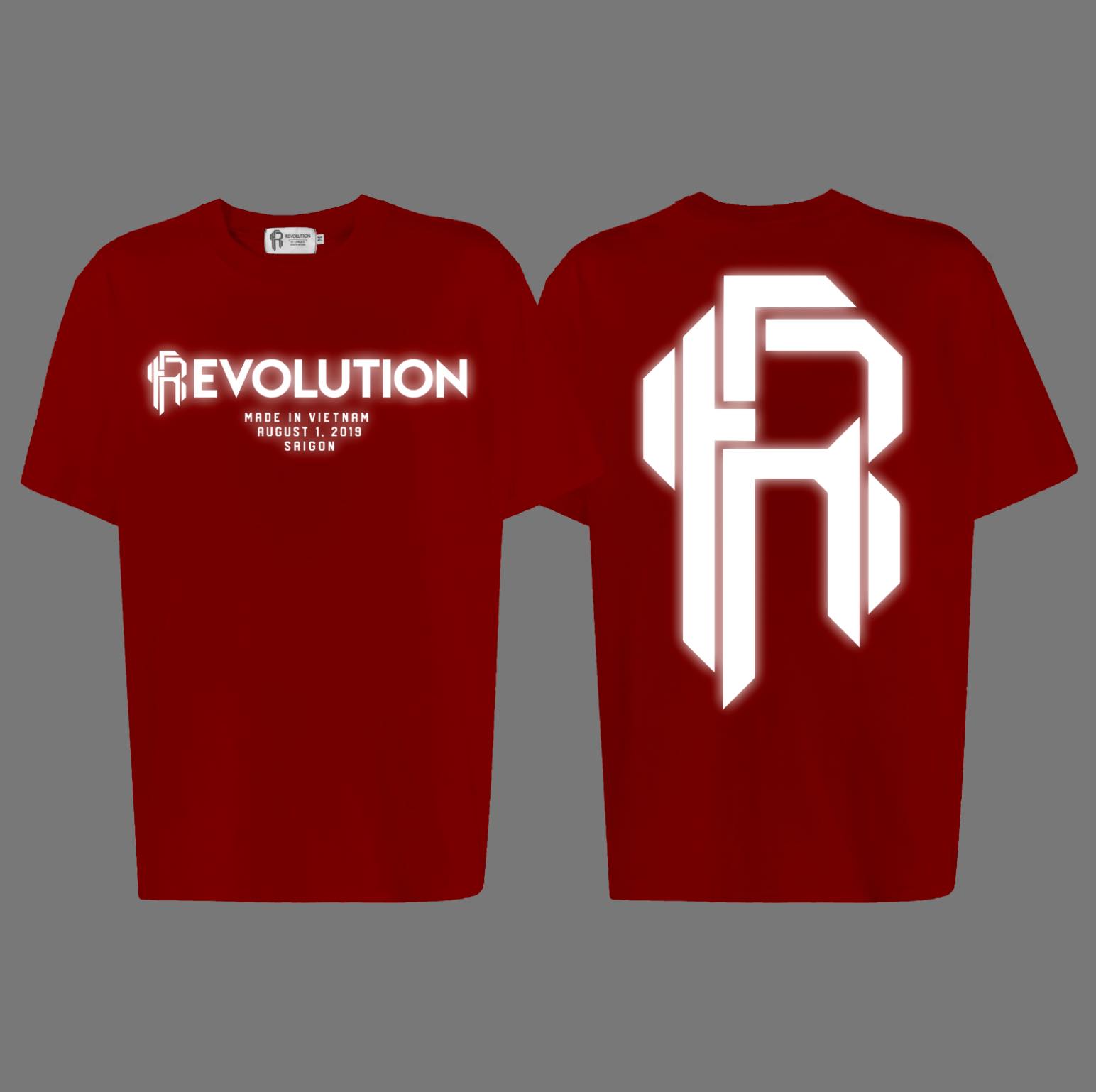 999.Revolution Reflective Big Logo Red T-shirt ( Phản Quang Xám ) OVERSIZE FIT