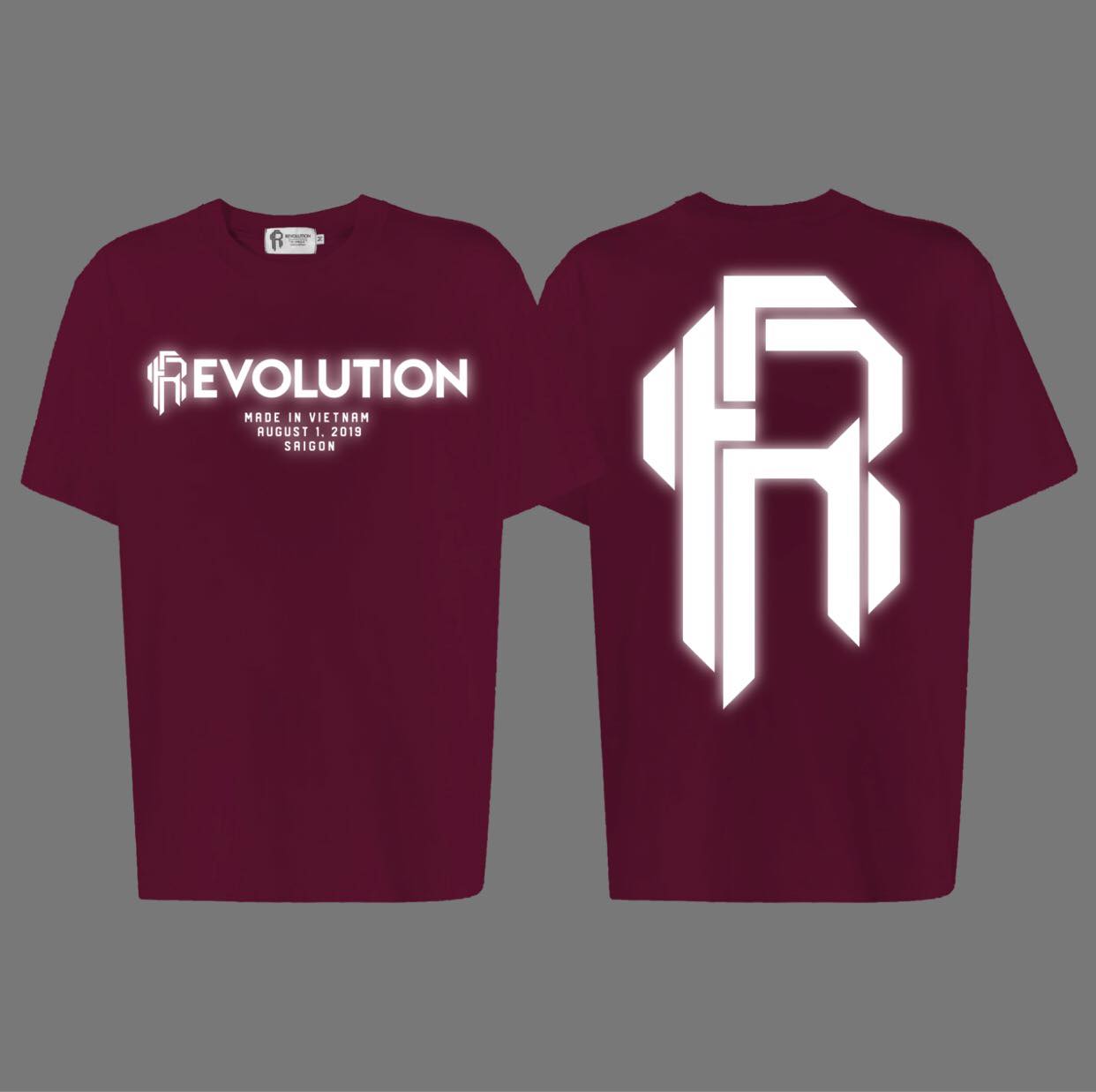 999.Revolution Reflective Big Logo Hot Pink T-shirt ( Phản Quang Xám ) OVERSIZE FIT