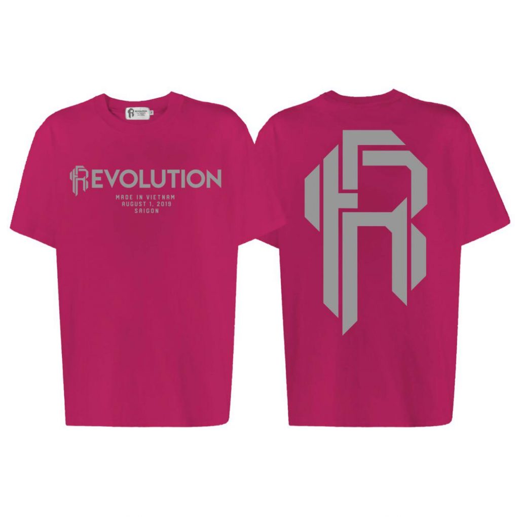 999.Revolution Reflective Big Logo Hot Pink T-shirt ( Phản Quang Xám ) OVERSIZE FIT