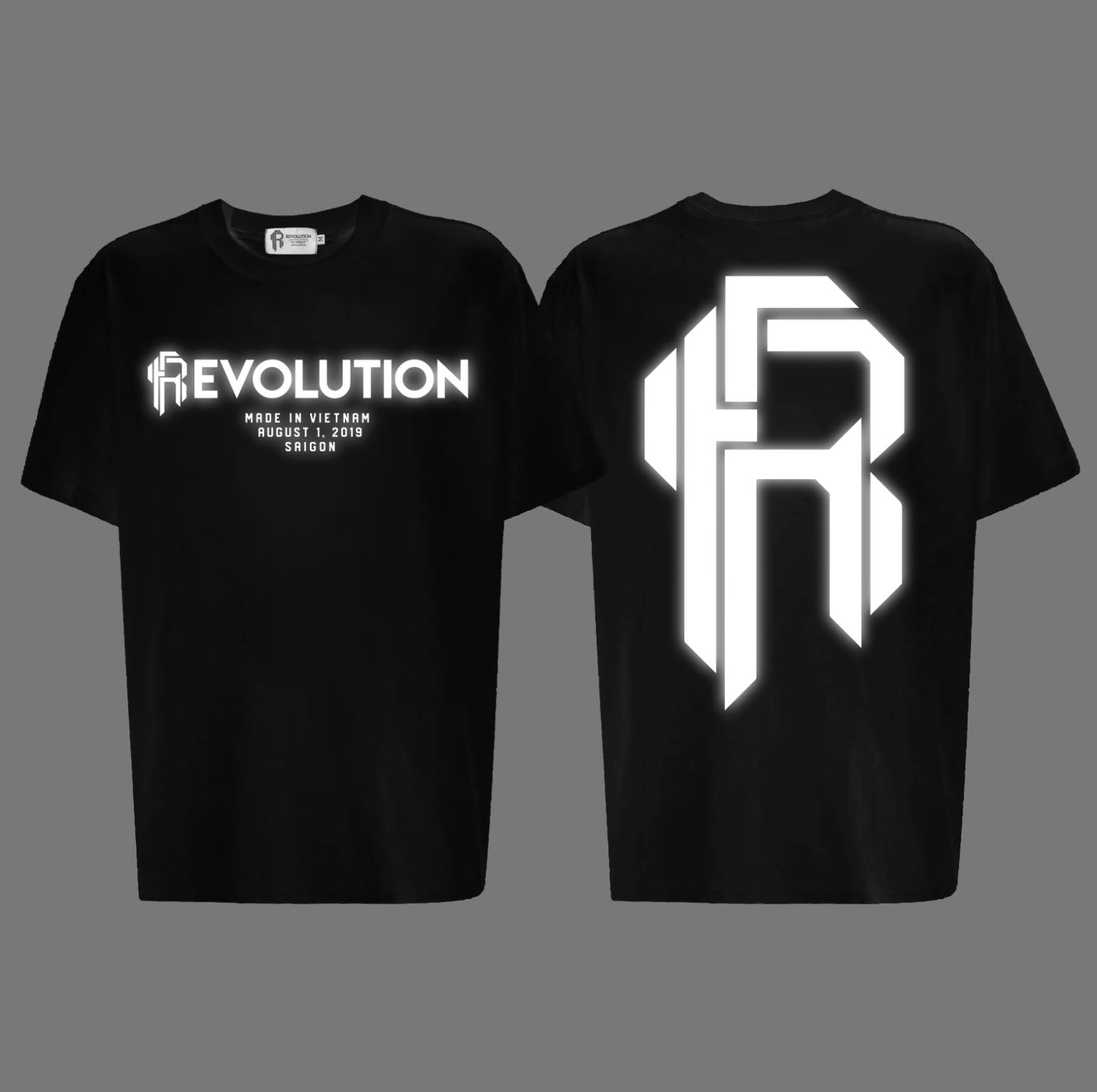 999.Revolution Reflective Big Logo Black T-shirt ( Phản Quang Xám ) OVERSIZE FIT
