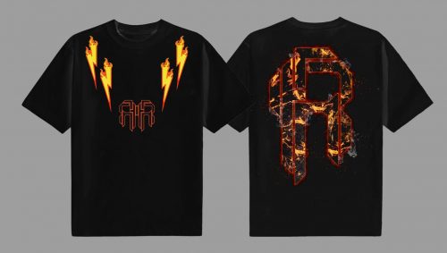 Double Logo Volcano , Black T-shirt OVERSIZE FIT