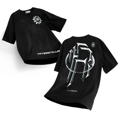 1. Revolution Black Metallic Big Logo Black T-shirt OVERSIZE FIT