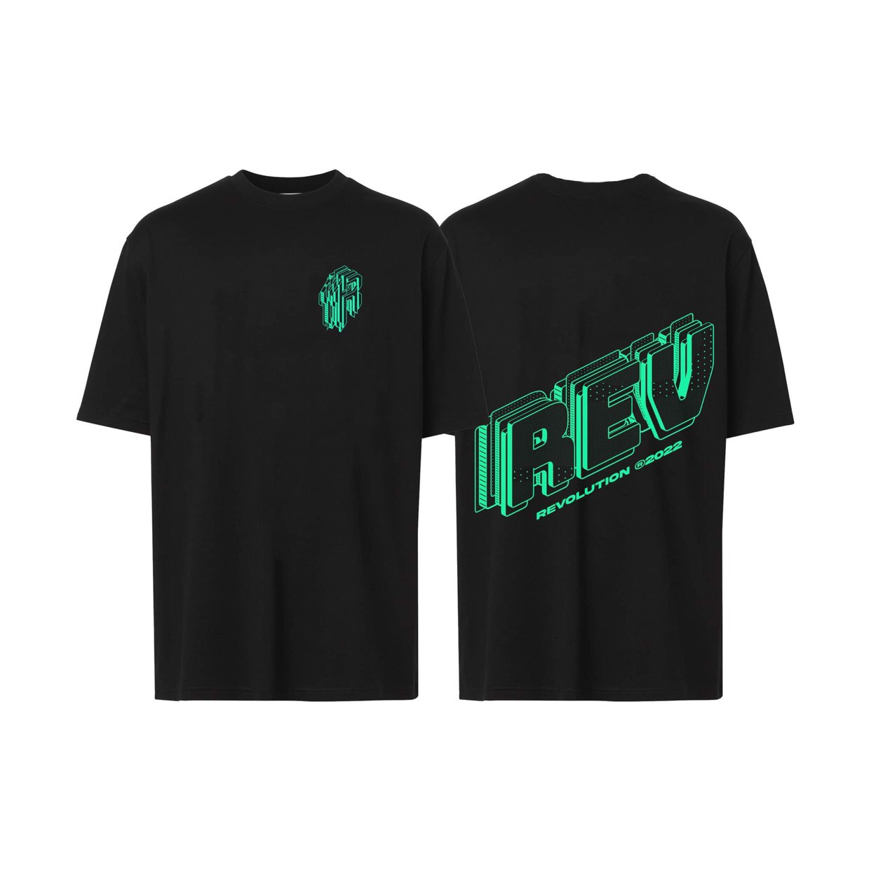 Revolution Future Greent Mint Black T-shirt RELAX FIT